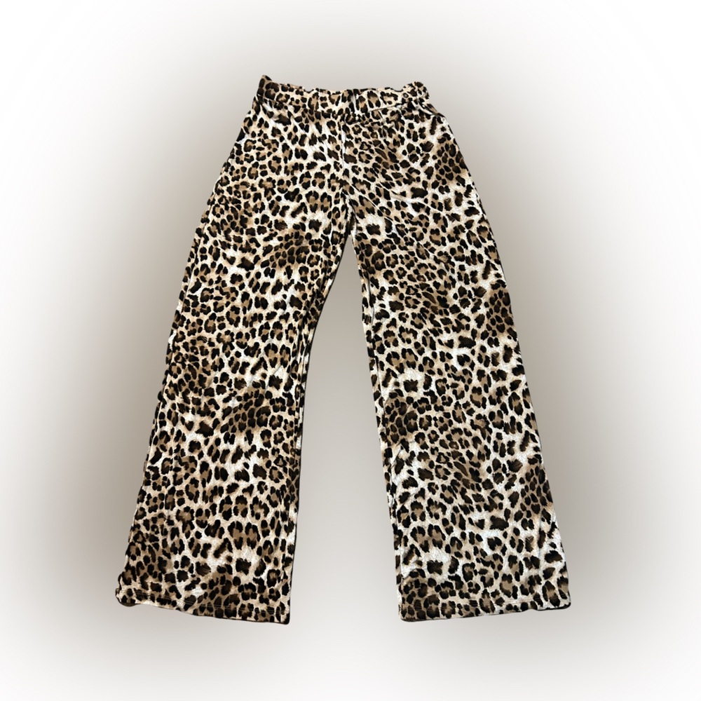 Forever 21 Leopard Print Flare Stretch Pants Large